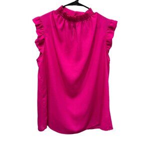 2Hearts Womens Pink Ruffle Sleeve Blouse Sz L